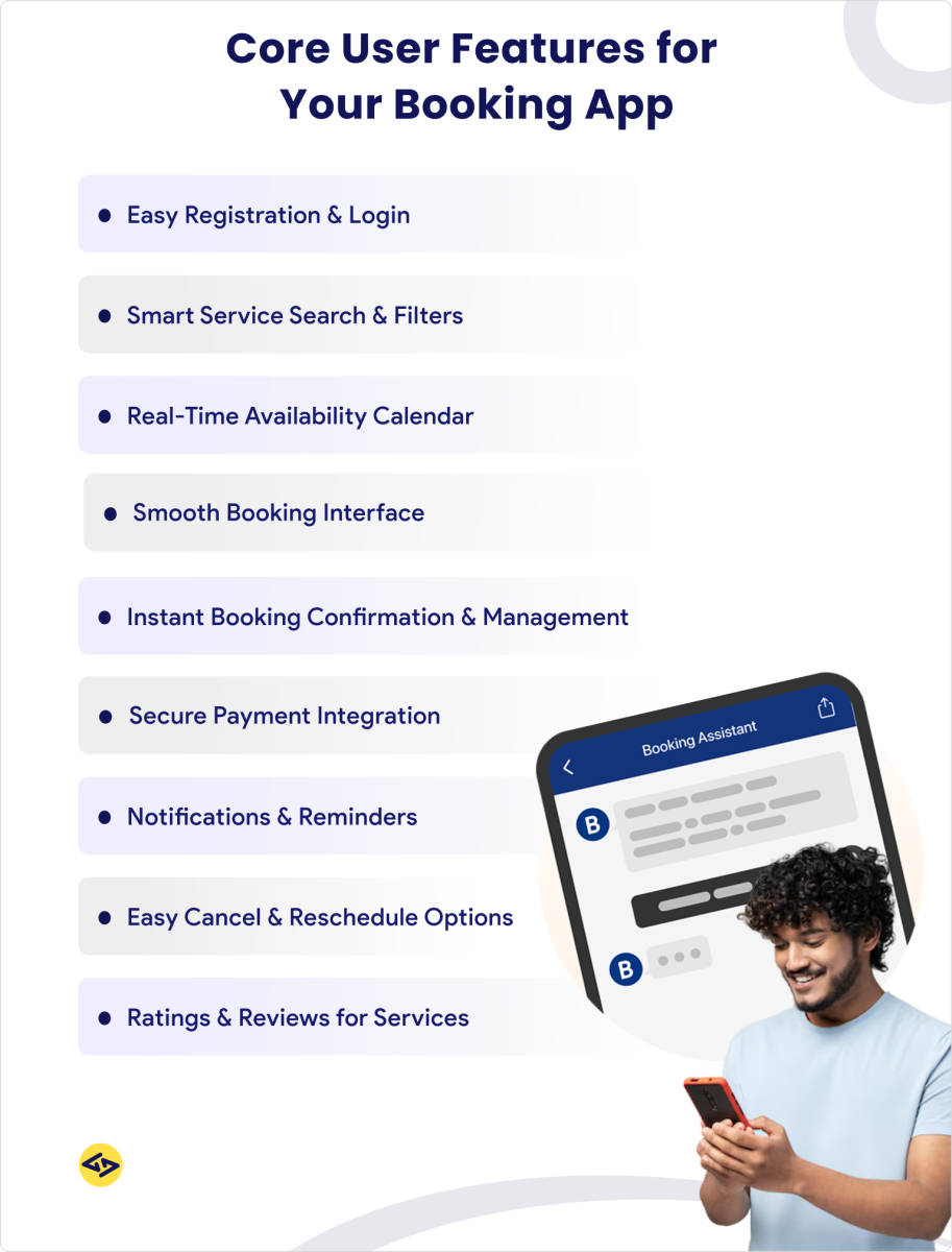 core user features for your booking app